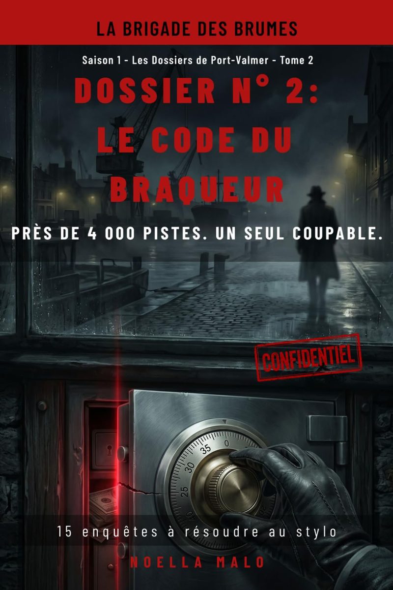 Couverture du Dossier n°2 — Le code du braqueur, livre-jeu d'énigmes logiques de Noella Malo