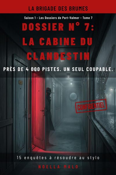 Couverture du Dossier n°7 — La cabine du clandestin, livre-jeu d'énigmes logiques de Noella Malo
